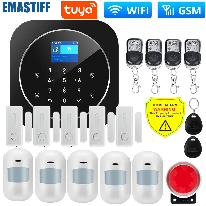 NEW Tuya WIFI W9B Alarm System for Home Burglar Security 433MHz WiFi GSM Alarm Wireless Tuya Smart House App Control