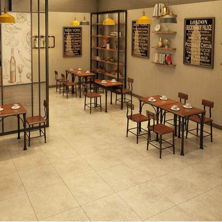 GY60 Industrial Wooden and Iron Dining Set, Creative Water Pipe Table, , Rustic Dining Furniture