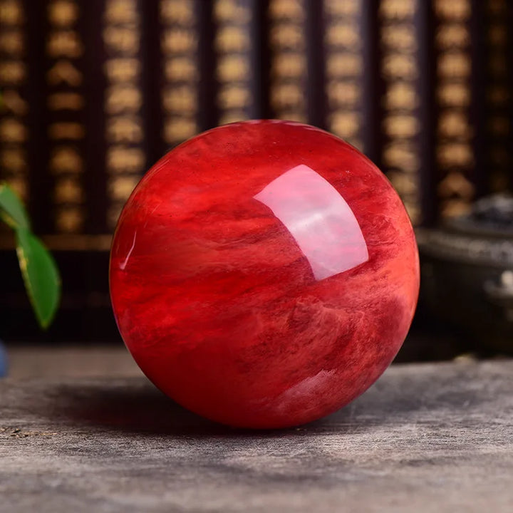 10CM Natural Rare Red Smelting Stone Energy Saving Quartz Crystal Ball Home Office Decoration Natural Cutting Polished Wand 1PC