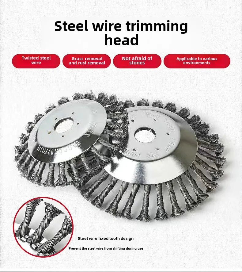 Universal Lawn Mowing Tool Steel Wire Rotary Blade Grass Cutter Garden Care Equipment Lawn Trimmer Accessory