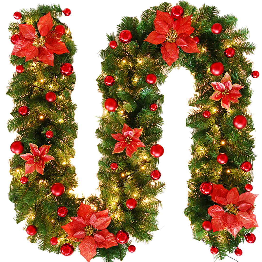 Xmas LED Light Tree Hanging Ornament Rattan Colorful Decoration For Christmas Party Home Rustic Door Wall Wreath Decoration
