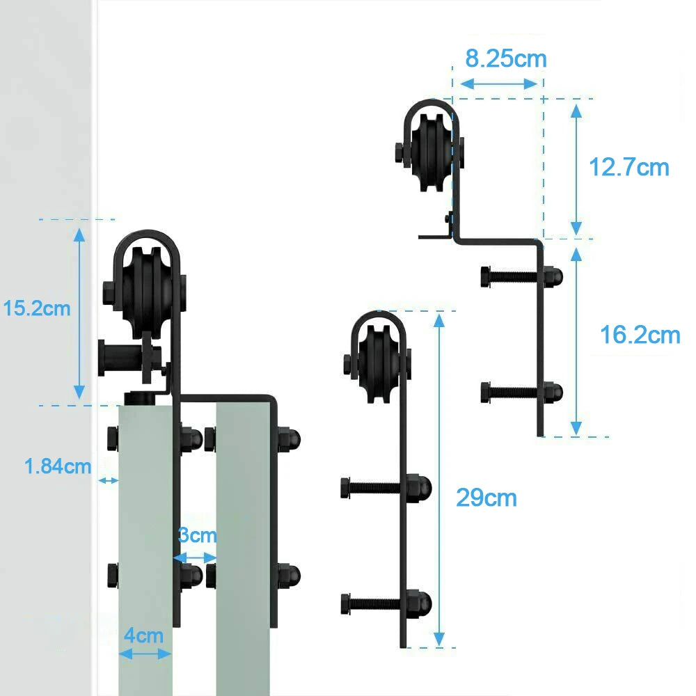 LWZH 4-16FT Bypass Barn Door Slides Hardware Kit Sliding Door Hanging Track System Roller Rails for Double Door (J-Shaped)