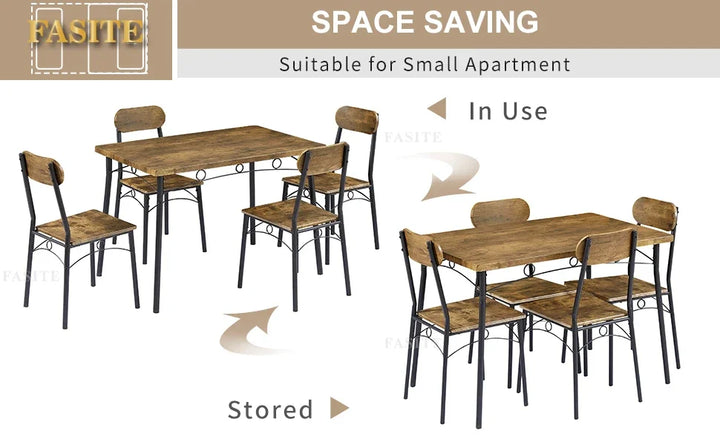 Simple Dining Table Set 5 Piece Dinette With Chairs For Kitchen, Breakfast Nook And Small Space, Brown, Table & Chair For 4