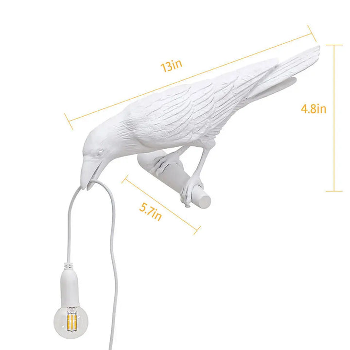 Resin Lucky Bird Crow Wall Lamp Table Lamp Night Light Bedroom Bedside Living Room Wall Lamp Home Decoration(Free bulb)