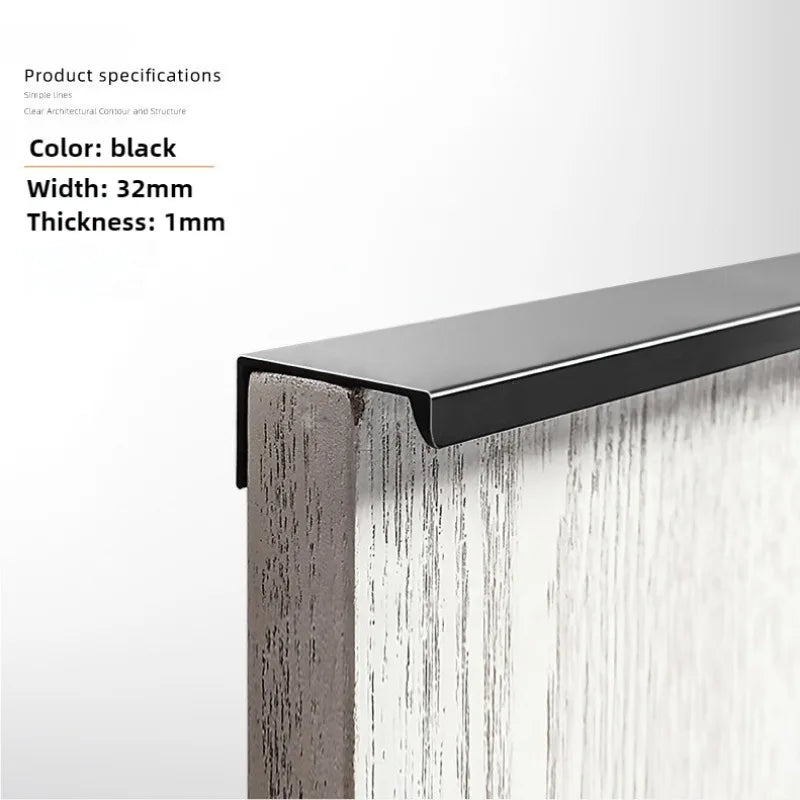 Gold Black Hidden Cabinet Pulls Aluminum Alloy Kitchen Cupboard Handles Drawer Knobs Furniture Handle Bedroom Hardware