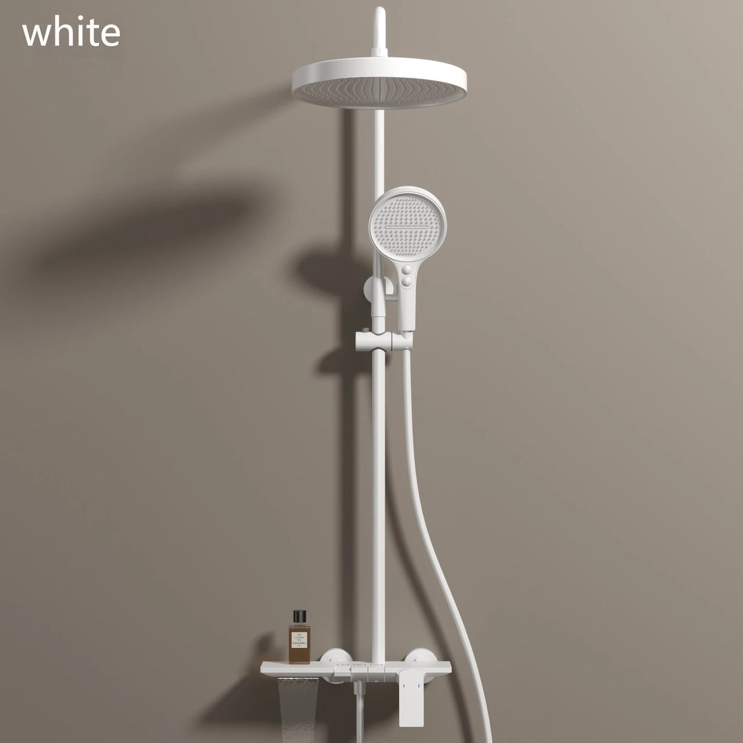 Brushed Rose Gold Piano Bathroom Shower Set Brass Hot Cold Bathroom Mixer Faucet Rain Shower Head Hot Cold Piano Shower System
