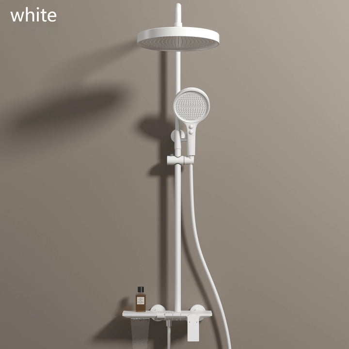 Brushed Rose Gold Piano Bathroom Shower Set Brass Hot Cold Bathroom Mixer Faucet Rain Shower Head Hot Cold Piano Shower System