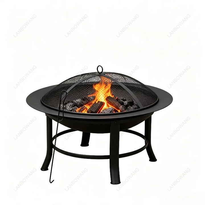 Outdoor Camping Fire Pit Bonfire Stove With Baking Net Wood Heating Furnace Garden Decor For Outdoor Activity