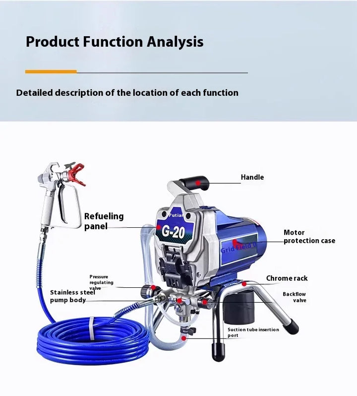 G-20 High Pressure Airless Spray Machine Paint Latex Paint 750W Profession Spray Gun Spray Tool Industrial Wall Painting Sprayer