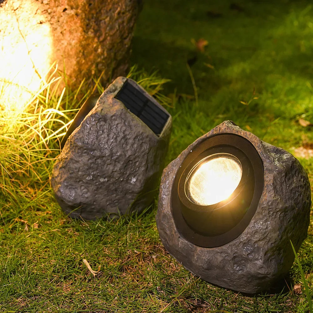 Solar Powered Outdoor Rock Lights Outdoor Lighting Courtyard Imitation Stone Landscape Lamp Waterproof Resin Stone Solar Lamp