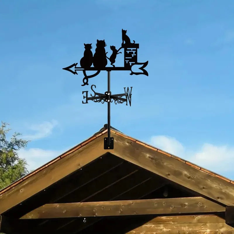 Weathervane, Metal Outdoor Garden Ironwork, Roof Courtyard Garden Decoration, Creative Furniture Chicken, Witch, Housewares New