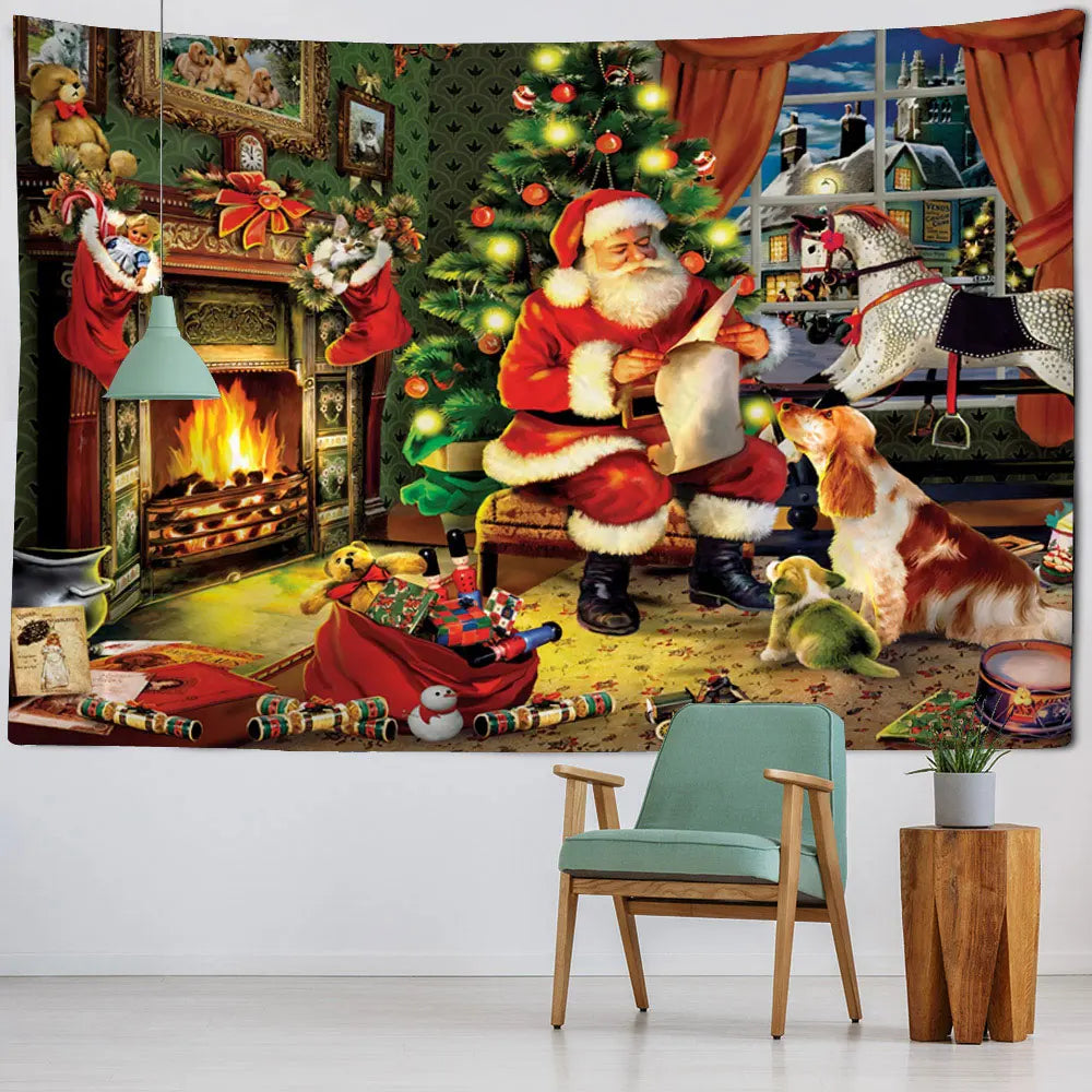 Christmas decoration tapestry, wall hanging, reindeer, Bohemian style, hanging on the wall, room decoration