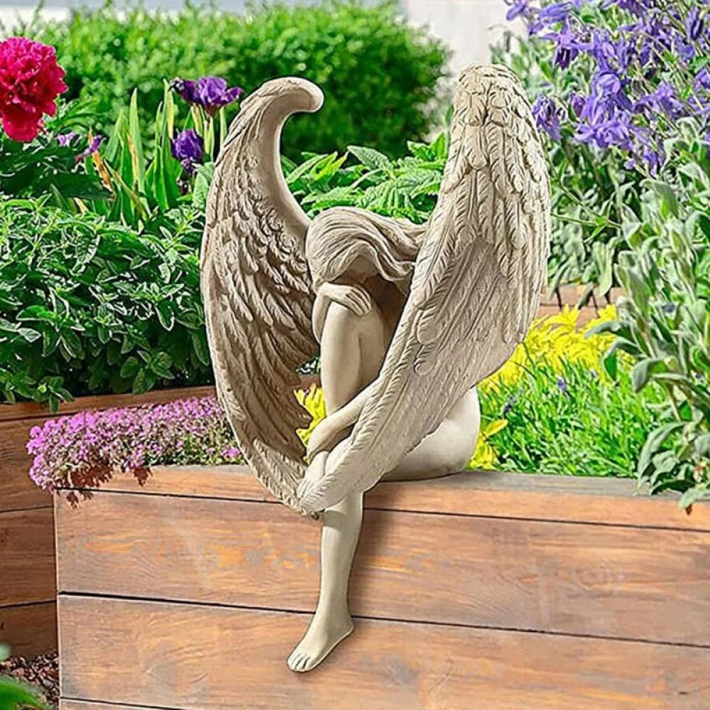 Redemption Angel Statue Creative Angel Sculpture Decoration Resin Craft Redemption Statuette Religious Garden