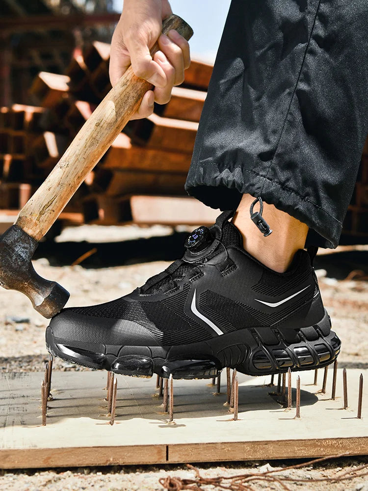 VIPOL Men's outdoor sports shoes, steel-toe shoes, construction site safety shoes, anti-crush and anti-puncture safety shoes