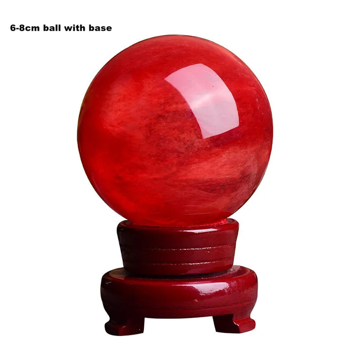 10CM Natural Rare Red Smelting Stone Energy Saving Quartz Crystal Ball Home Office Decoration Natural Cutting Polished Wand 1PC