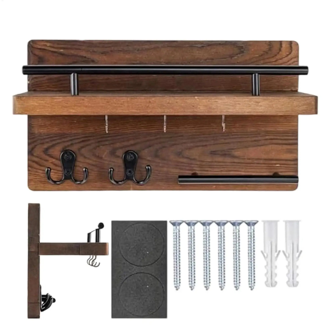 Key Holder for Entrance Wall Mount Wooden Retro Decorative Hanger  Wall Mounted Mail Organizer with Shelf for Coat Mail Entryway