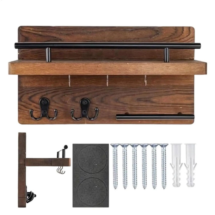 Key Holder for Entrance Wall Mount Wooden Retro Decorative Hanger  Wall Mounted Mail Organizer with Shelf for Coat Mail Entryway