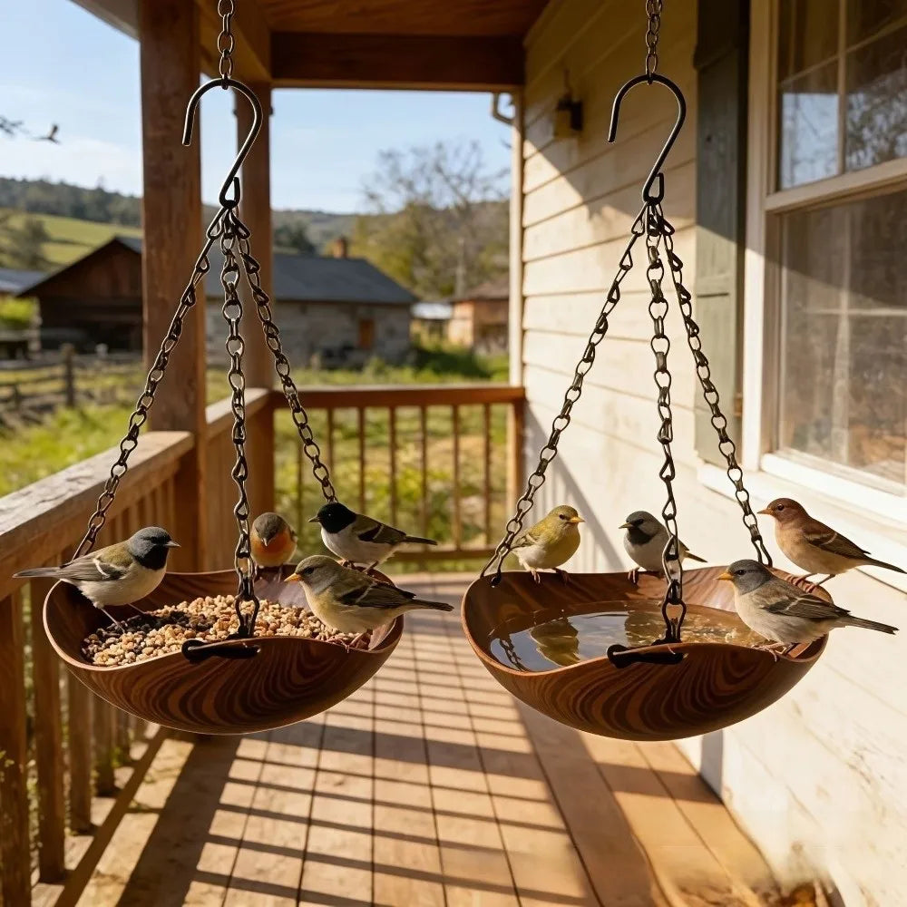 Double Layer Hanging Bird Feeder Feeding Tools Yard Decoration Bird Bath Bowl Bowl-shaped Plastic Hummingbird Water Drinker