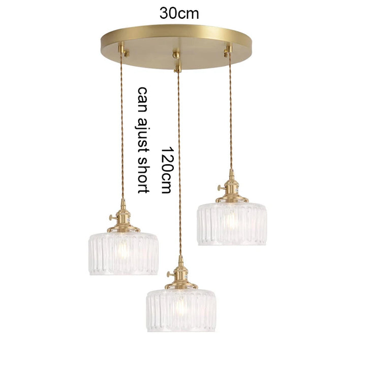 Suspension Green Stripe Glass Chandelier E27 Restaurant Pendant Light For Dining Room Kitchen Cafe Bedside Hanging Lamp Fixtures