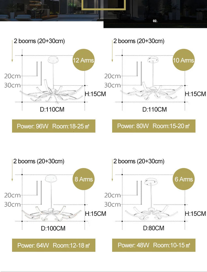 NEO Gleam Black/Gold DIY Modern led Chandelier bedroom study Living Room Suspension luminaire Hanging Chandeliers