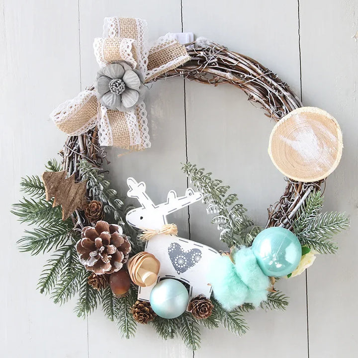 Christmas Wreath for Front Door Red Gold Window Wall Door Decorations 2024 Christmas Garland Ornament Guirnalda Navidad