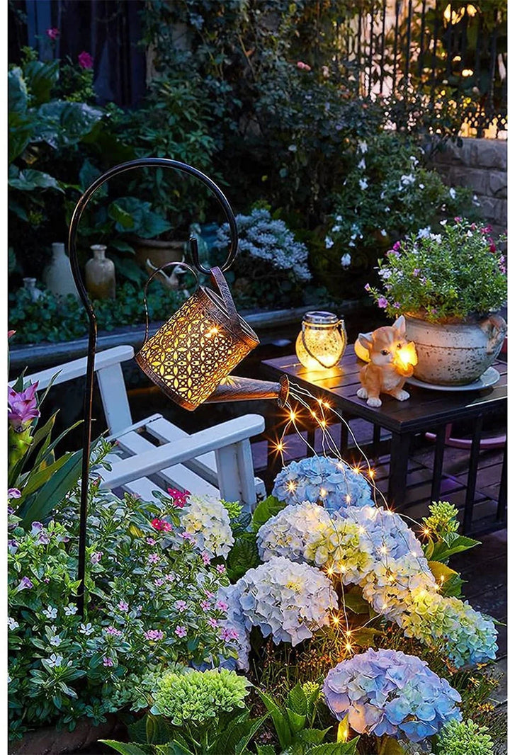 Solar Watering Can Light Hanging Kettle Lantern Light Waterproof Garden Decor