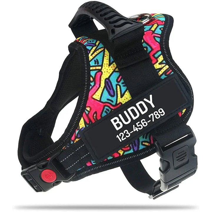 Personalised No Pull Dog Harness with Custom Name and Phone Number Heavy Duty Pet Vest To Prevent Tugging Pulling Choking