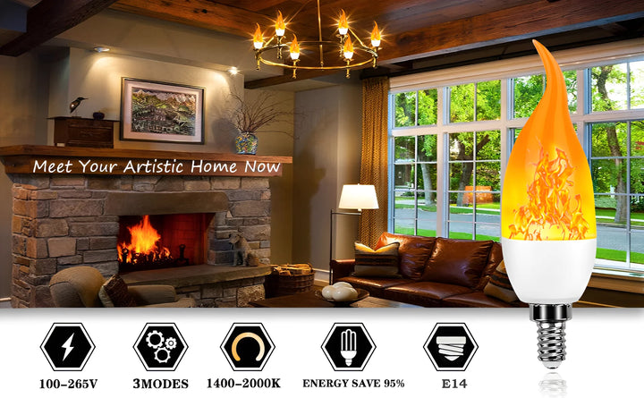 USB E14 E27 B22 Led Simulated Flame Bulbs 9W AC85-265V Luces Home Electronic Accessories Lamp Flame light Effect Bulbs Lampada