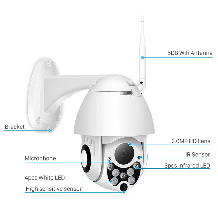 YCC365 Plus Wifi Camera Outdoor 1080P HD CCTV Security Camera PTZ 4x Zoom Waterproof Speed Dome Wireless Surveillance Camera