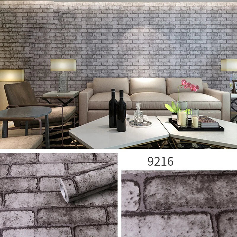 Self sticking PVC retro nostalgic imitation brick texture brown red brick self-adhesive wallpaper for home decoration vinyl film