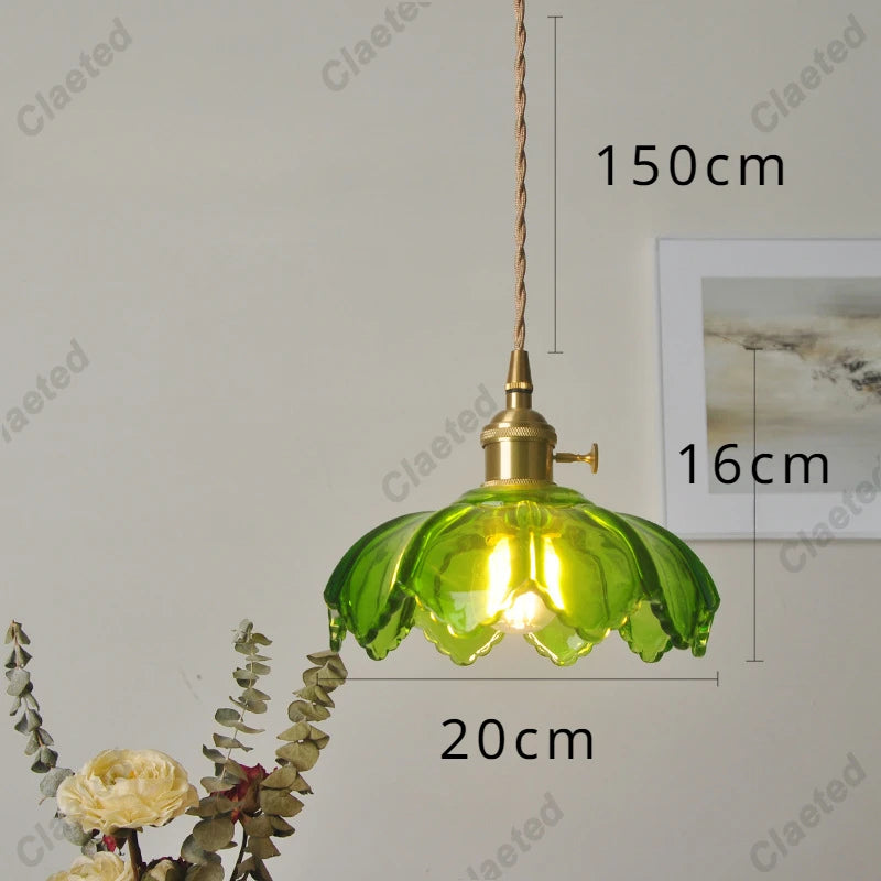 IWHD Modern Copper Glass LED Pendant Lamp Switch Living Room Bedroom Green Amber White Nordic Hanging Lights
