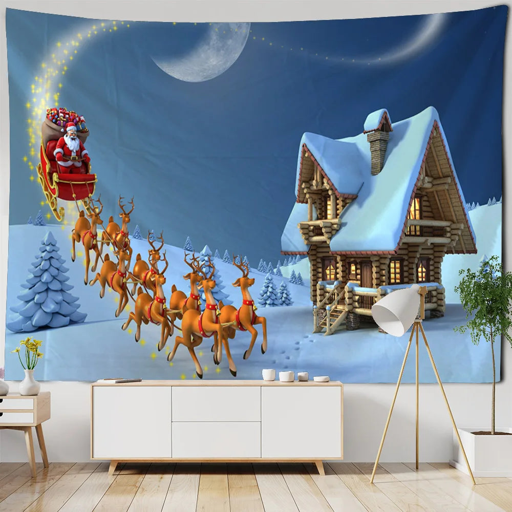 Christmas decoration tapestry, wall hanging, reindeer, Bohemian style, hanging on the wall, room decoration