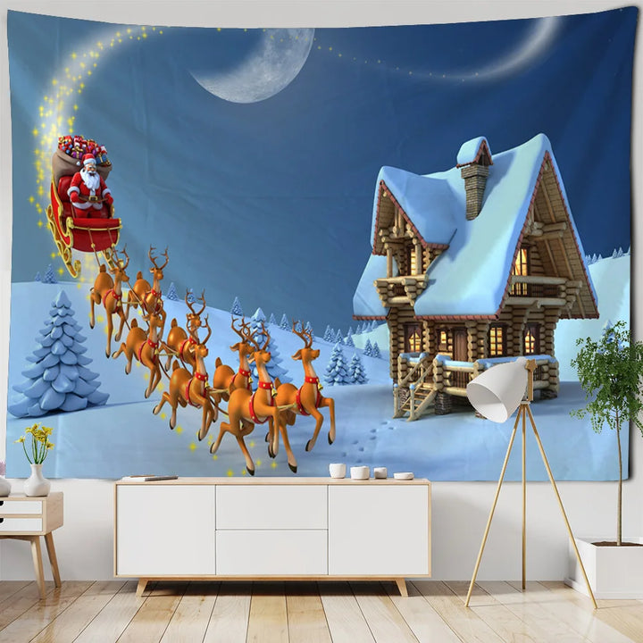 Christmas decoration tapestry, wall hanging, reindeer, Bohemian style, hanging on the wall, room decoration