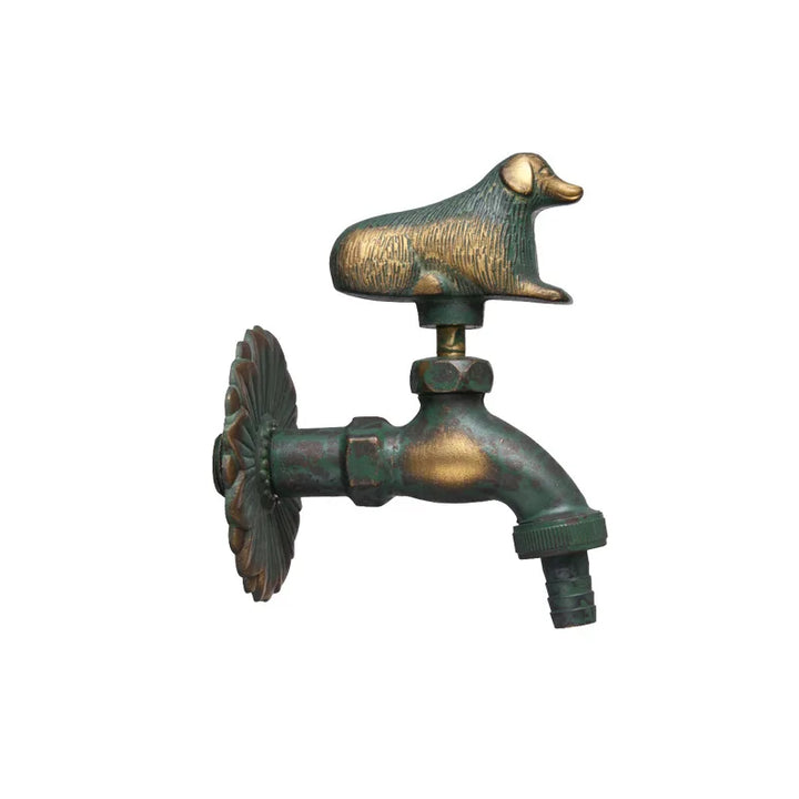 Vidric Outdoor Decorativ Garden Faucet Animal Shape Bibcock Green/Antique Brass Tap Washing Mop/Garden Watering Animal Faucet
