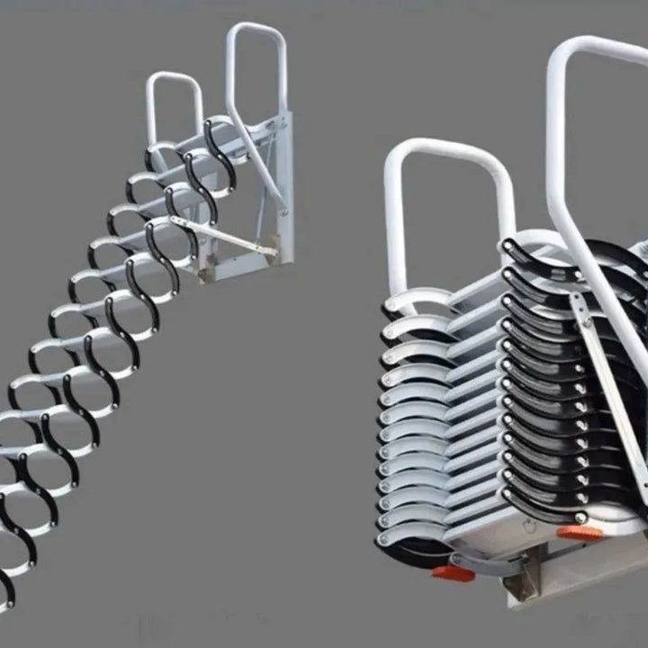 Outdoor Wall-mounted Telescopic Step Ladder carbon steel Lift Ladders for Home Indoor Space-saving Attic Telescopic Staircase