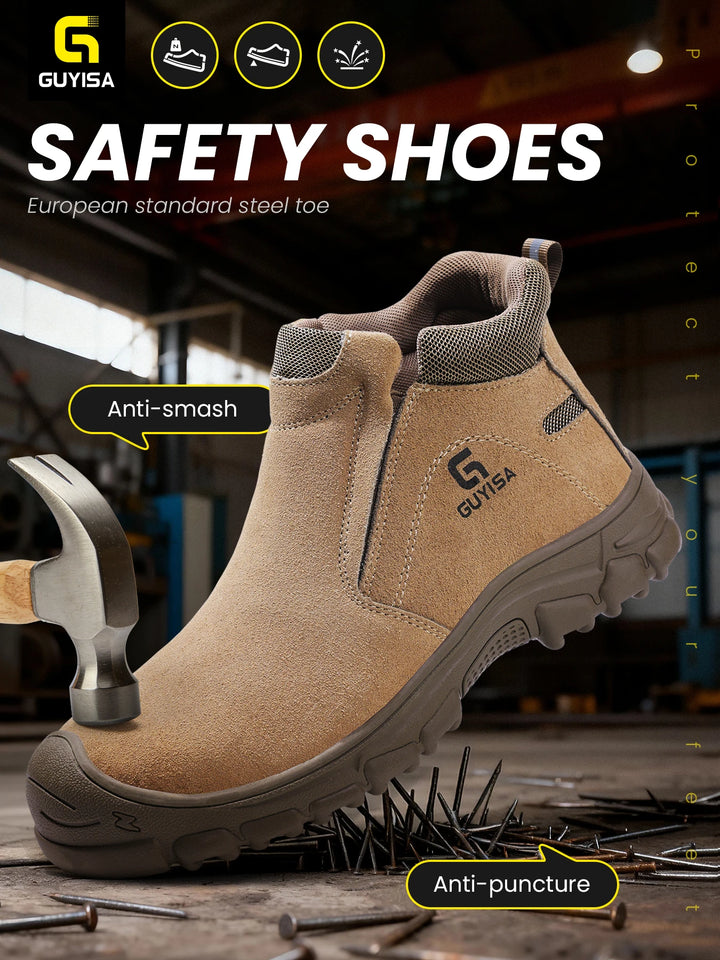 Men's work shoes with anti-crush, anti-puncture and anti-scald rubber soles for all seasons