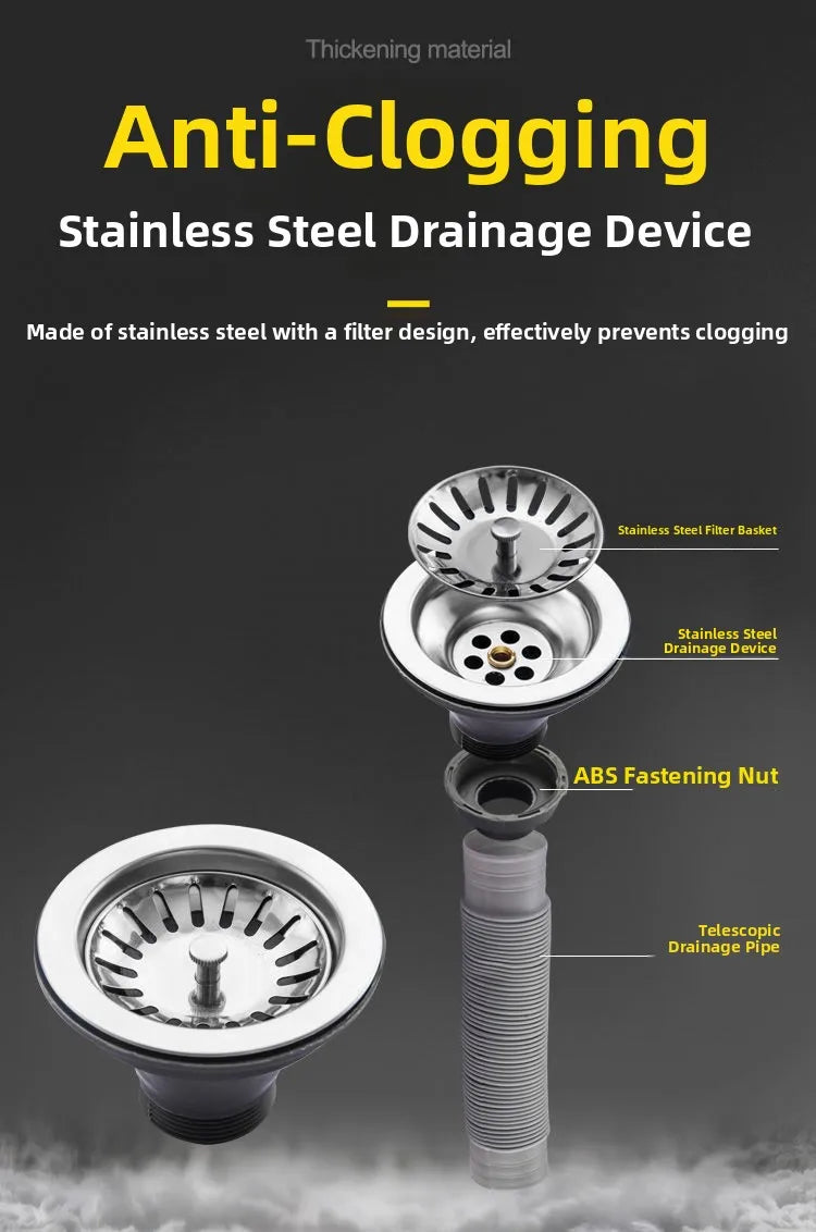 Stainless Steel 304 Food Grade Thickened Single Sink Vegetable Washing Basin Dishwashing Basin Integrated Molding Set