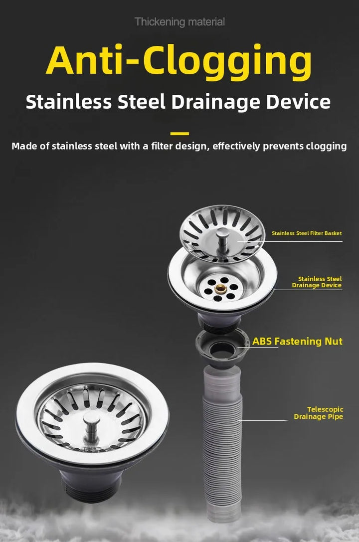 Stainless Steel 304 Food Grade Thickened Single Sink Vegetable Washing Basin Dishwashing Basin Integrated Molding Set