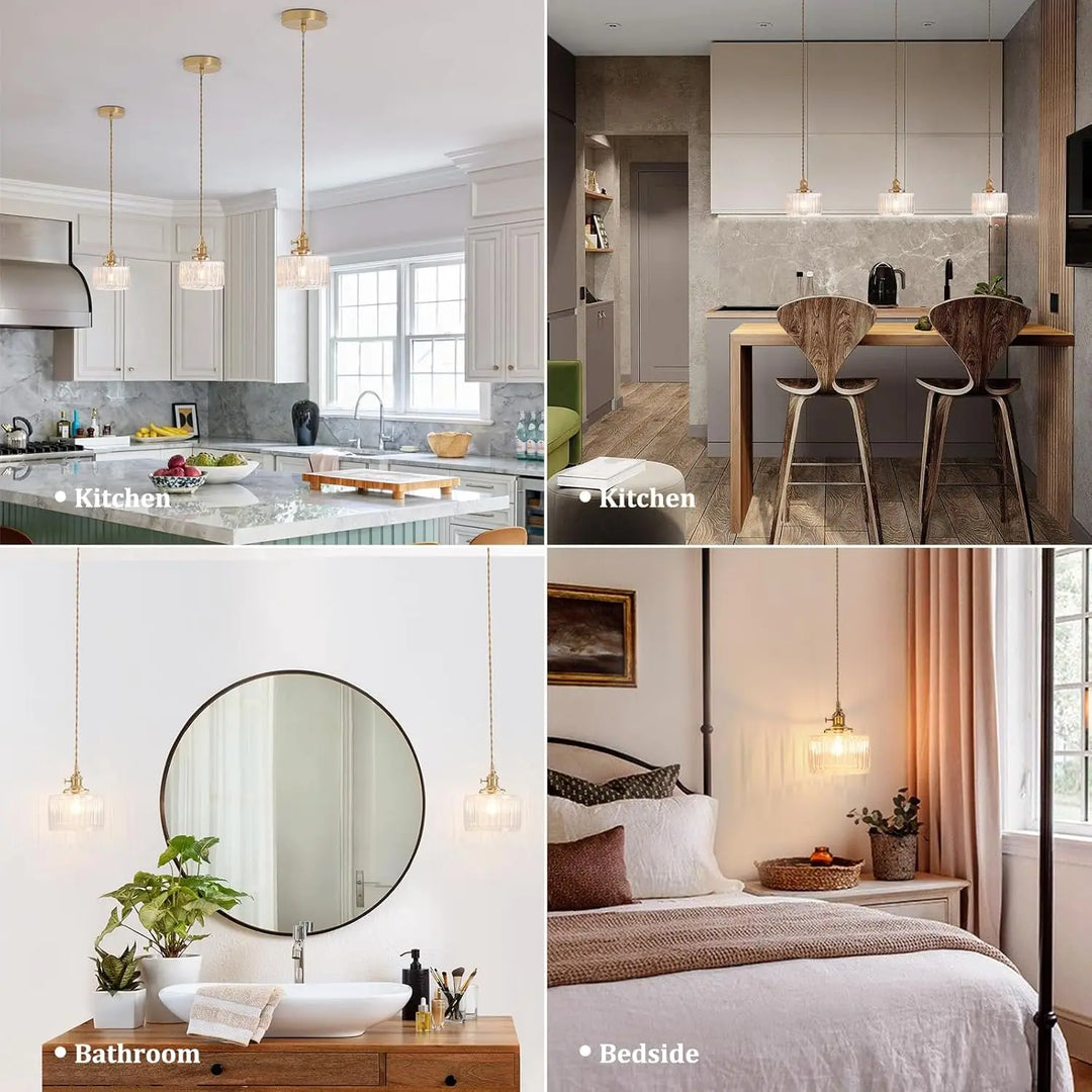 Hanging lamp glass pendant light E27 striped pendant light suitable for dining rooms, kitchens, cafes, bedside pendant lights