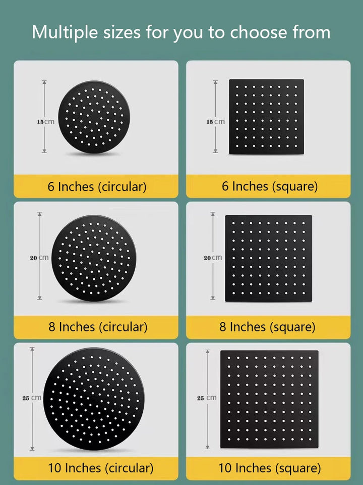 4/6/8/10/12 Inch Pressurized Rain Shower Head Stainless Steel Square Round Rain Shower Head Large Water Outlet Shower Head