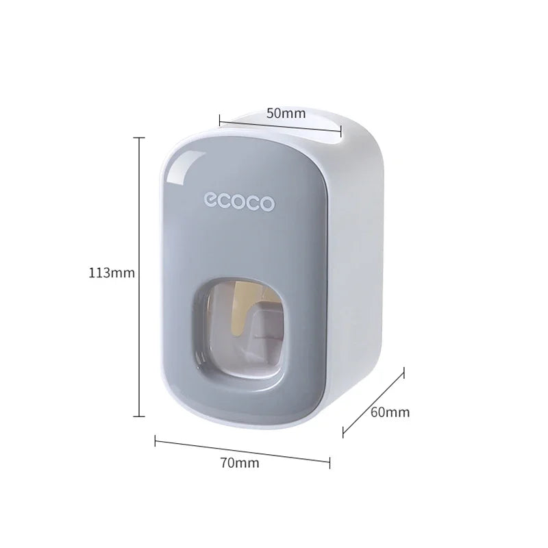 ecoco  Wall Mount Automatic Toothpaste Dispenser Bathroom Toothpaste Squeezer Dispenser Toothbrush Holder bathroom accessories