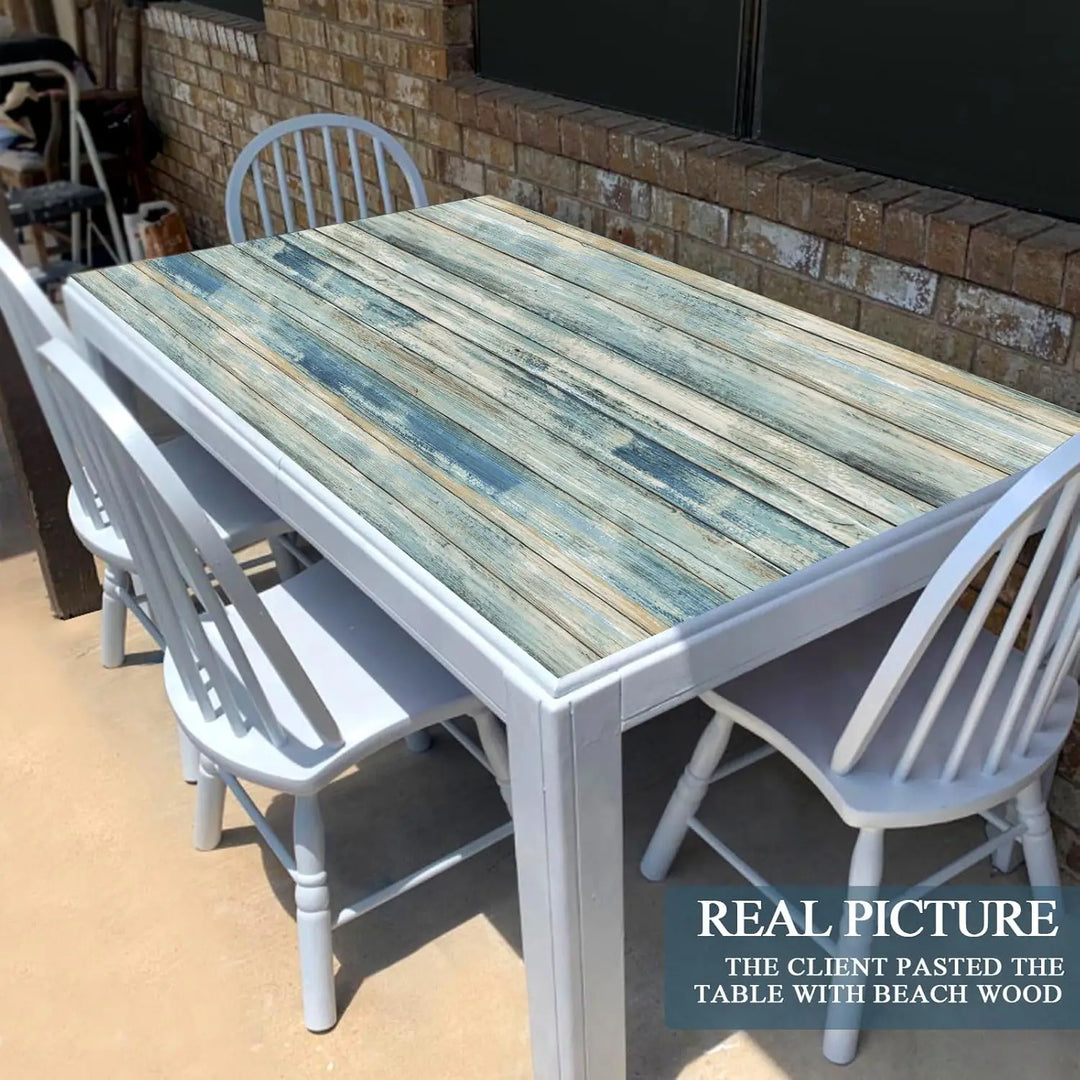 Blue Distressed Wood Peel and Stick Wallpaper Wood Panel Self-Adhesive Wallpaper Wood Grain Removable Contact Paper for Cabinets