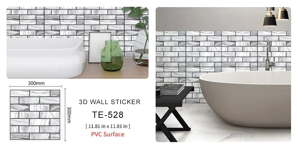 10/20PCS Imitation Brick Tile cobblestone Wall Stickers Water and Oil Proof for Kitchen Restaurant Tea room Relaxation area etc.