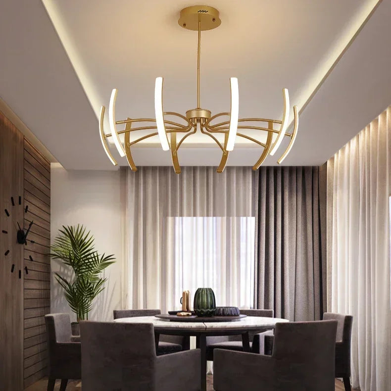 Modern Black Gold Dimming Pendant Light Nordic Creative LED Ceiling Chandeliers For Living Room Home Decor Light Fixtures