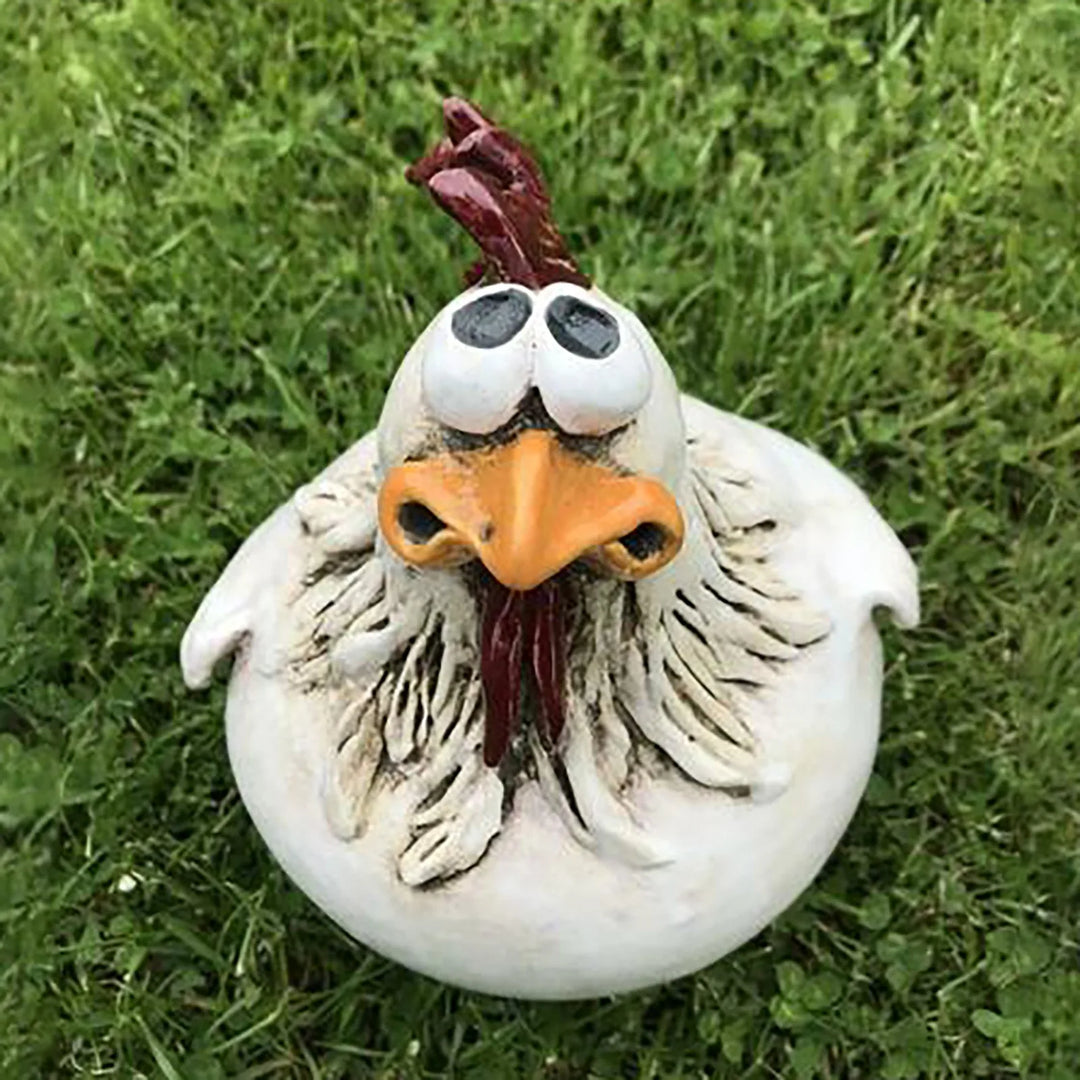 Chicken Sitting on Fence Decor Garden Statues for Fences Rooster Wall Art Yard Sculptures Farm Patio Lawn Decoration