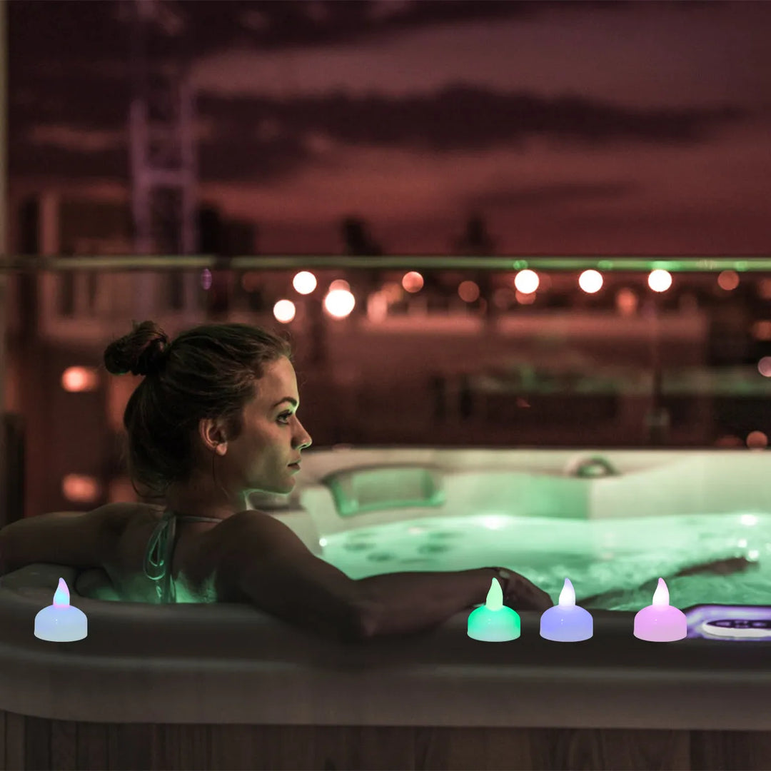 24/12Pcs Flickering Flameless LED Candles Light Lamp Waterproof Floating On Water LED Tea Light Battery Operated For Pool Spa