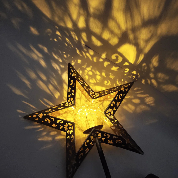 Solar Outdoor Garden Moon Lights Waterproof  LED Metal Fairy Landscape Light Perfect for Pathway and Yard Decor Antique Wrought