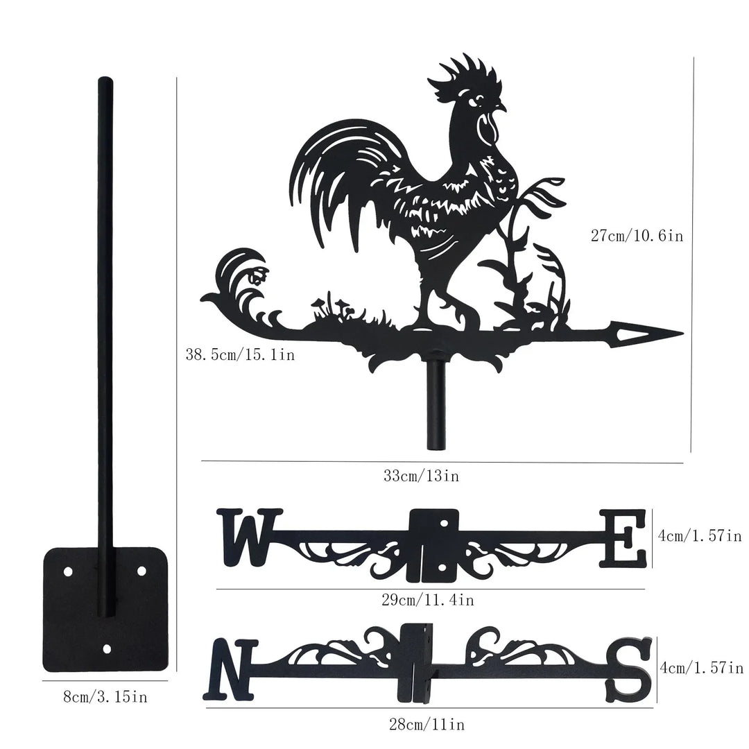 Weathervane, Metal Outdoor Garden Ironwork, Roof Courtyard Garden Decoration, Creative Furniture Chicken, Witch, Housewares New