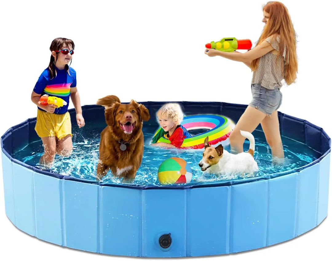 Foldable Bath Tub for Dogs & Cats – 48 Inch Collapsible Pet Pool with Quick-Drain Design, Durable PVC for Puppies/Kids