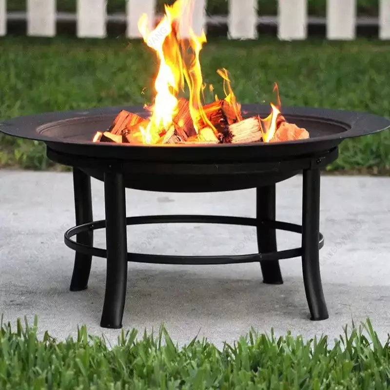 Outdoor Camping Fire Pit Bonfire Stove With Baking Net Wood Heating Furnace Garden Decor For Outdoor Activity